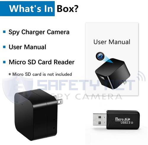 SAFETYNET 1080P Hidden Spy Camera Wall Charger, WiFi Camera HD 1080P Remote  View, Nanny Cam,USB Charger Camera with Motion Detection Loop Recording for  Home and Office Security Surveillance 