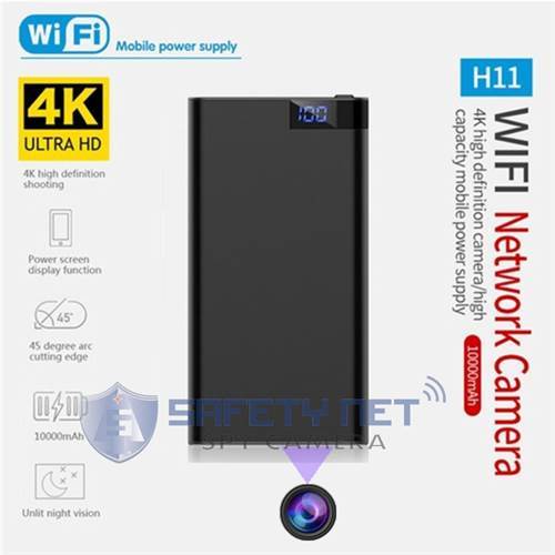 SAFETYNET  4K WiFi Power Bank IP Camera H11 HD 1080P Night Vision Mobile Power Bank Video Recorder Wireless Security Surveillance Battery Mini DVR