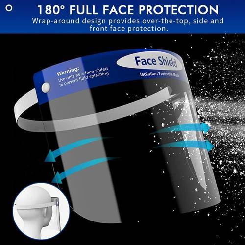 SAFETYNET Decor Face Shield with Adjustable Elastic Strap Anti-Splash Protective Facial Transparent Cover Full Face Visor with Eye & Head Protection for Women Men, 350 Micron
