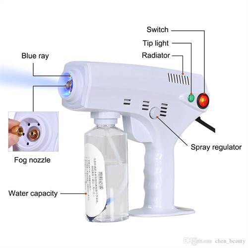  SAFETYNET Handheld blue ray sterilizer nano steam gun 1300W 280ml hair nano spray gun disinfectant for hair treatment and disinfection home use 