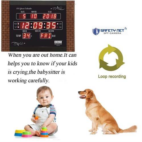 SAFETYNET Digital Spy Camera  Wall Clock Hidden with Motion Detection and Night Vision & SD Card Slot Full hd Mini spy Camera for Home & Office