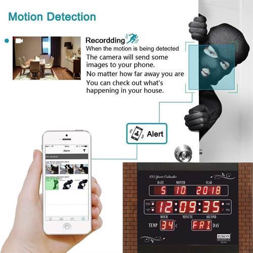 SAFETYNET Digital Spy Camera  Wall Clock Hidden with Motion Detection and Night Vision & SD Card Slot Full hd Mini spy Camera for Home & Office
