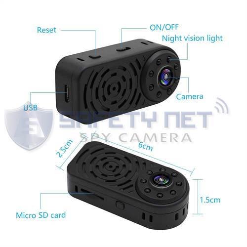 SAFETYNET New Mini WiFi Spy Camera Wireless Hidden, Full HD 1080P Portable Small Covert Home/Office Nanny Cam with Motion Detection and Night Vision, Micro Security Surveillance Hidden Camera