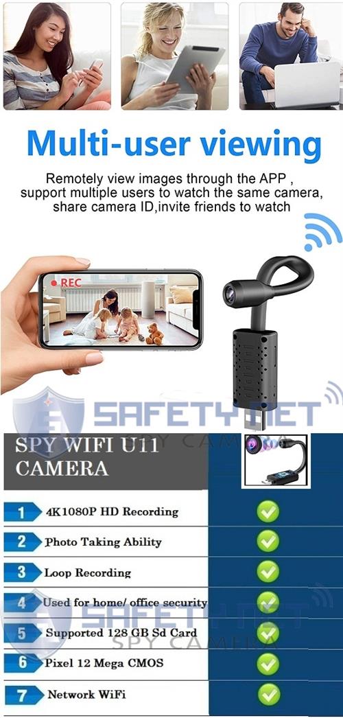 SAFETYNET Smallest WiFi Mini HD Spy Hidden Portable IP Camera Wireless Security Nanny Kid Camera with Motion Detection, Cloud Storage, Live Remote Monitoring for iOS/Android
