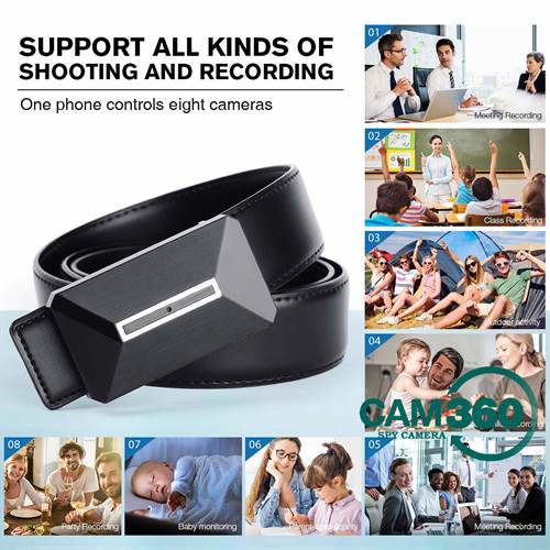 CAM 360 1080P HD Wearable Wireless Wi-Fi Leather Belt Small Hidden Camera Nanny with Motion Detection 1080P Spy Video Camera Recorder with Playback-in Home or Indoor/Outdoor Use