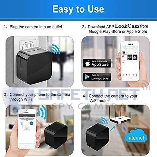 SAFETYNET Night Vision Hidden Spy Camera Wall Charger, WiFi Camera HD 1080P Remote View, Nanny Cam,USB Charger Camera with Motion Detection Loop Recording for Home and Office Security Surveillance