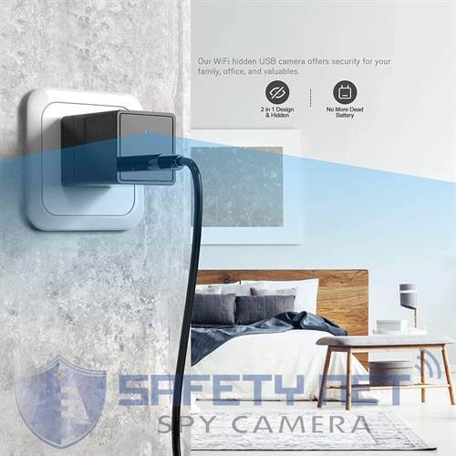 SAFEYNET Wi-fi Spy Hidden Charger Camera USB Wall Charger Adapter (V380 PRO APP)