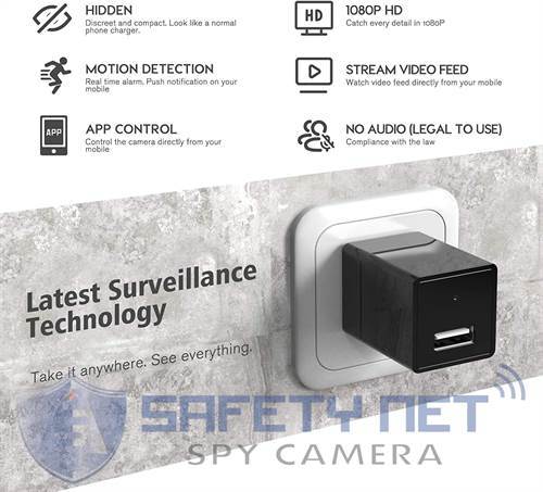 SAFEYNET Wi-fi Spy Hidden Charger Camera USB Wall Charger Adapter (V380 PRO APP)